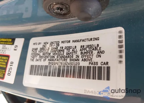 2009 Pontiac Vibe из США, поврежденный, VIN 5Y2SP67819Z450123